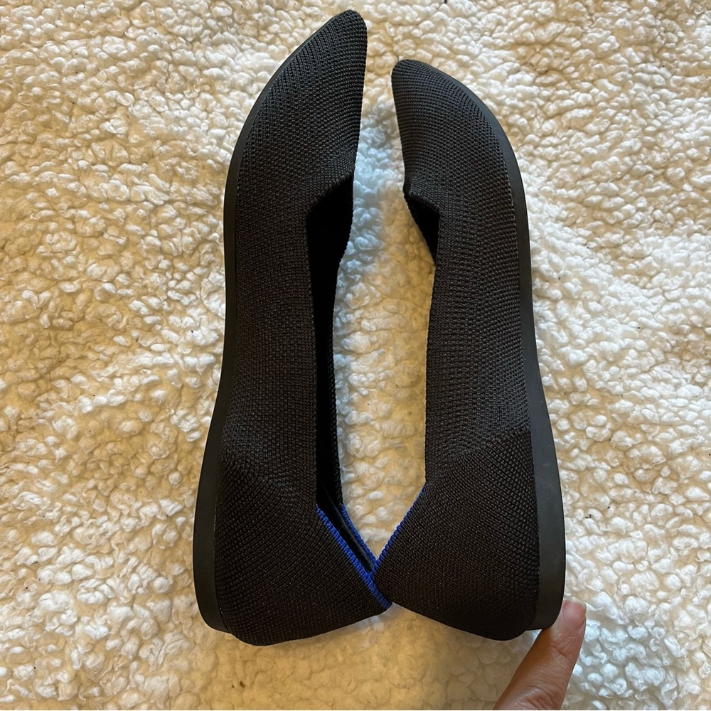 Rothy's The Point Womes Shoes Black 7.5 Knit Slip On Pointed Toe Ballet Flat - Picture 8 of 14